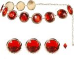 Red Gem Waist Belt - Anime Cosplay Stone Chain Western Belt, Adjustable Halloween Rhinestone Belt Costume for Women Halloween Cosplay Props Accessories