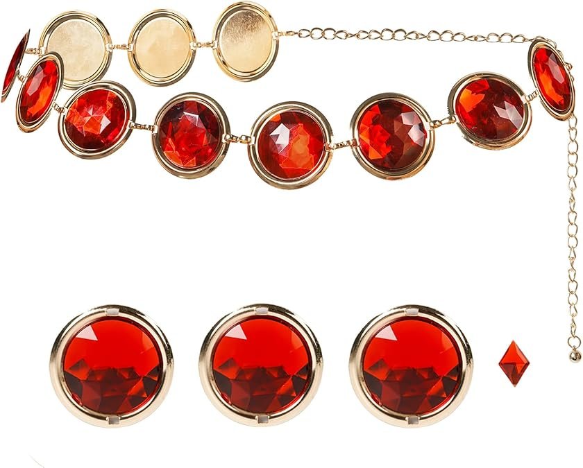 11 Red Gem Waist Belt - Anime Cosplay Stone Chain Western Belt, Adjustable Halloween Rhinestone Belt Costume for Women Halloween Cosplay Props Accessories - Image 1