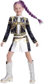 Pop Idol Cosplay Costume Popular Singers Stage Costumes for Ages 3-12 Black Printed Costumes - Image 2