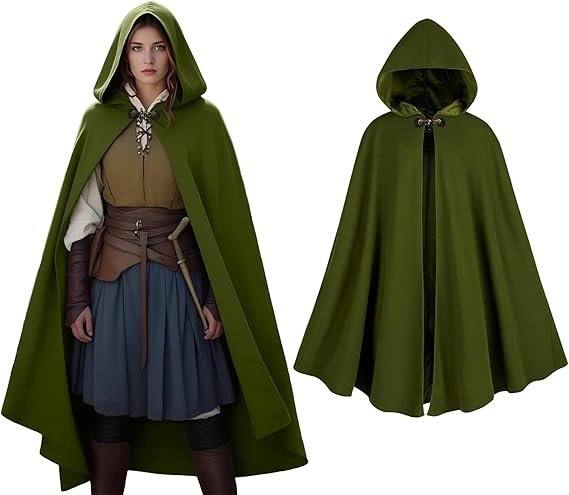 161FPBp8CCdL._AC_SX569_ Women's Hooded Velvet Cloak, Renaissance Medieval Buckle Cape,Halloween Costume Cloak - Image 1