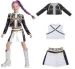Pop Idol Cosplay Costume Popular Singers Stage Costumes for Ages 3-12 Black Printed Costumes