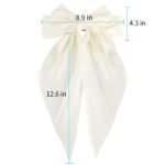 Silky Satin Hair Bows 2Pcs Big Hair Bows for Women Hair Ribbons Oversized Long Tail White Hair Bow Black Hair Bow Large Hair Ribbon Barrettes Metal Clips Bowknot Aesthetic Hair Accessories - Image 3