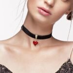 Vintage Black Choker Necklace for Women, Velvet Drip oil Red Heart Black Choker, Valentines Day Halloween Cosplay Party Jewelry, Adjustable Length from 10-14 Inches - Image 3