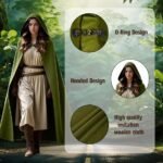 Women's Hooded Velvet Cloak, Renaissance Medieval Buckle Cape,Halloween Costume Cloak - Image 3