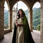 Women's Hooded Velvet Cloak, Renaissance Medieval Buckle Cape,Halloween Costume Cloak - Image 6