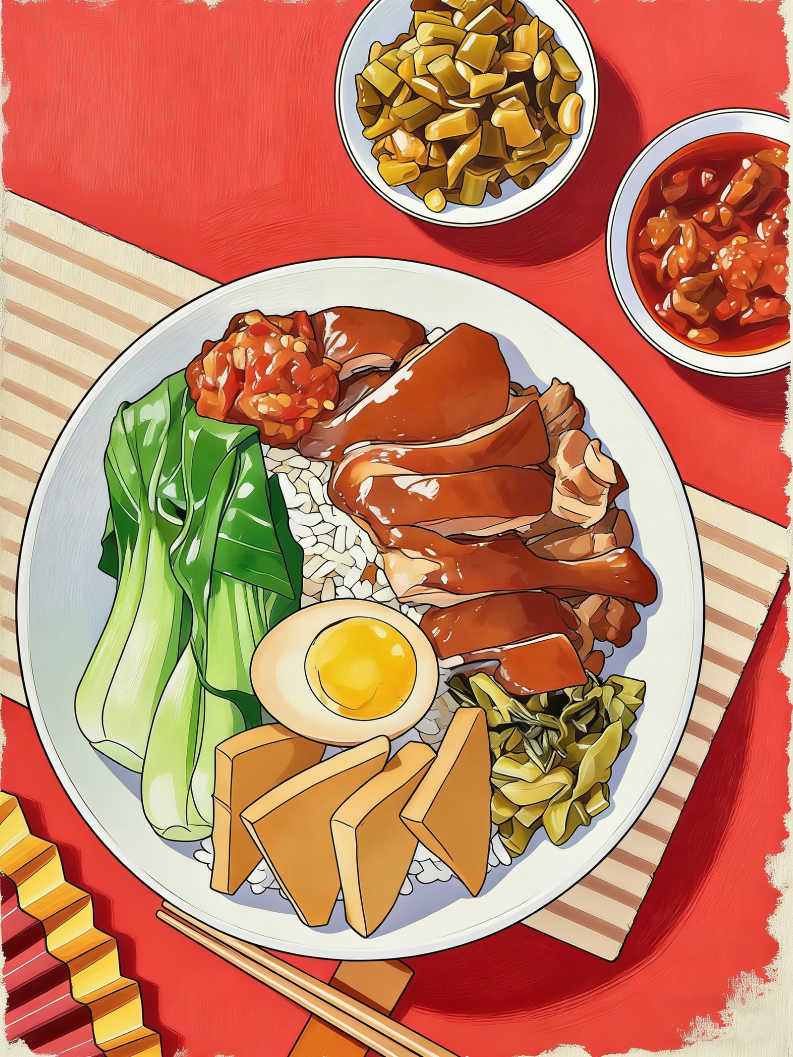 将照片做成动漫图片 (3) Pork Leg Rice Canvas - Image 1
