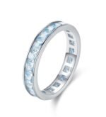 Round Blue Diamond Minimalist Stackable Ring for Women in Sterling Silver