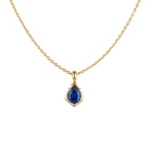 Yellow Gold Birthstone Pendant Necklace for Women with Diamond Pear Shaped Teardrop Necklace Birthday Gifts for Mom Women Sterling Silver Chain