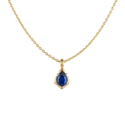 Yellow Gold Birthstone Pendant Necklace for Women with Diamond Pear Shaped Teardrop Necklace Birthday Gifts for Mom Women Sterling Silver Chain