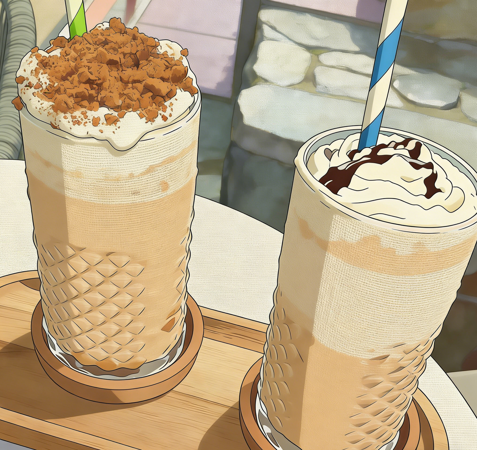 将照片做成动漫图片 (1) Two cups of milk tea canvas - Image 1