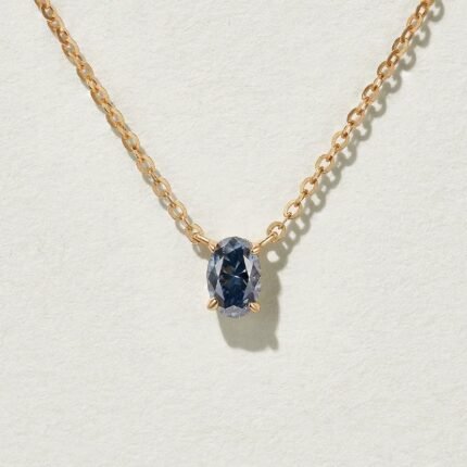 Egg-shaped primary color moissanite necklace