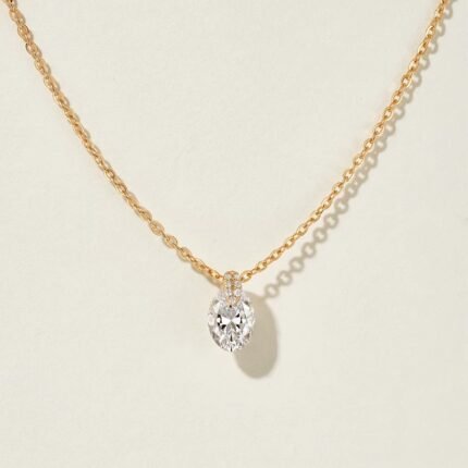 Elliptical diamond Moissanite necklace