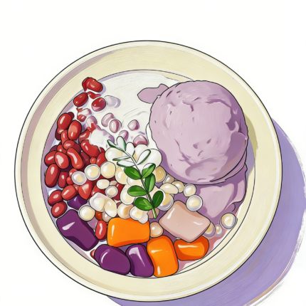 Taro Balls in Sweet Soup on Canvas