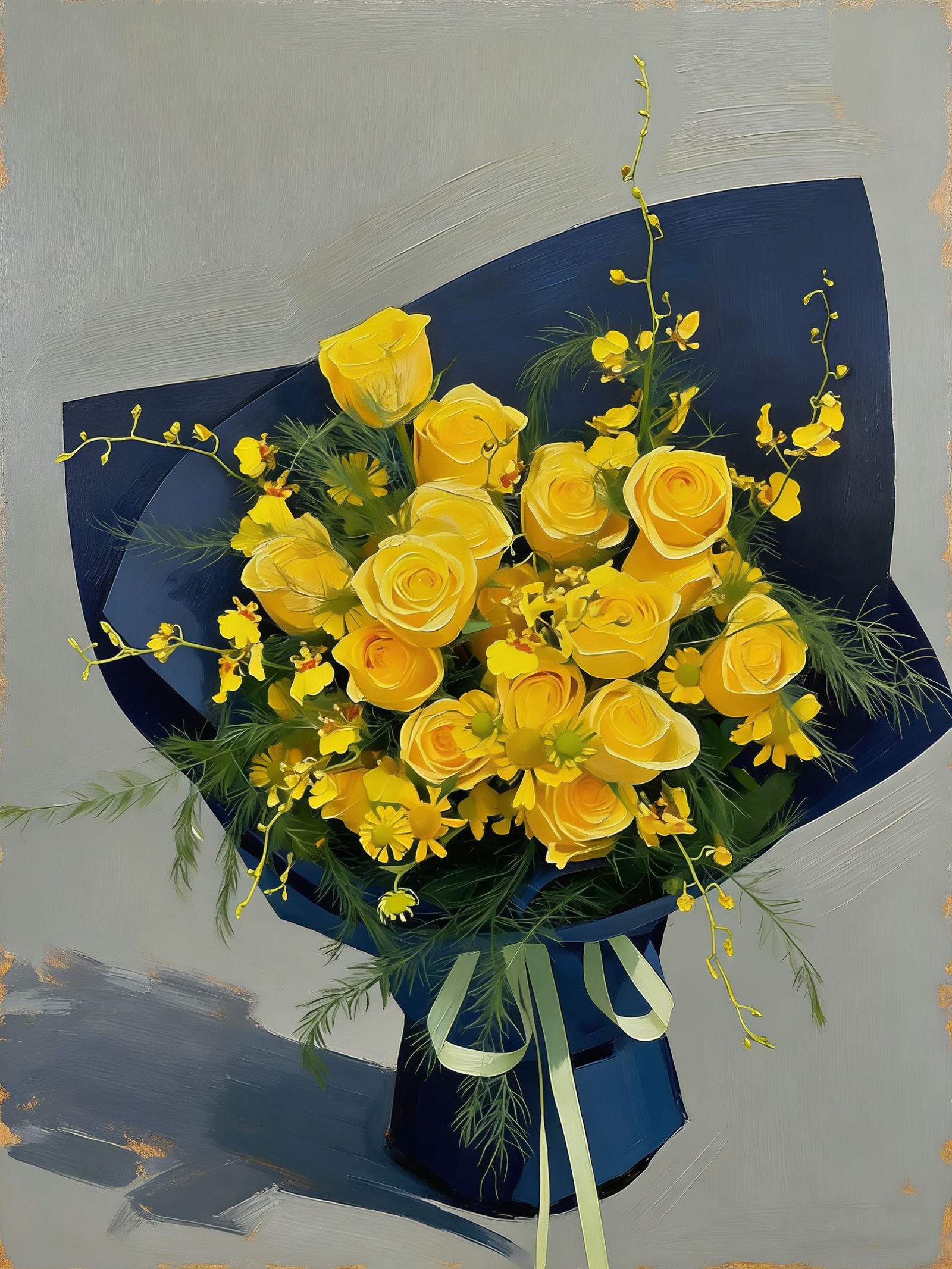 生成油画图 (1) Yellow Rose Canvas - Image 1