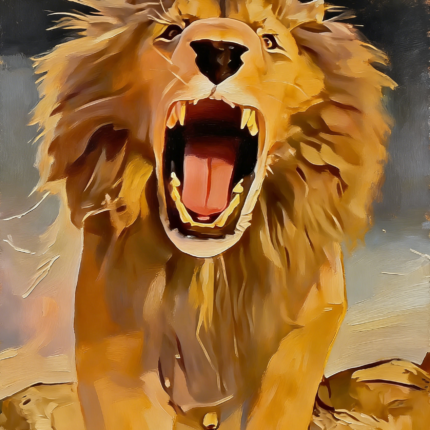 Raging Lion Roars Canvas